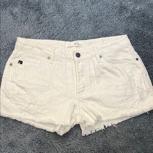 KanCan White Distressed Jean Shorts